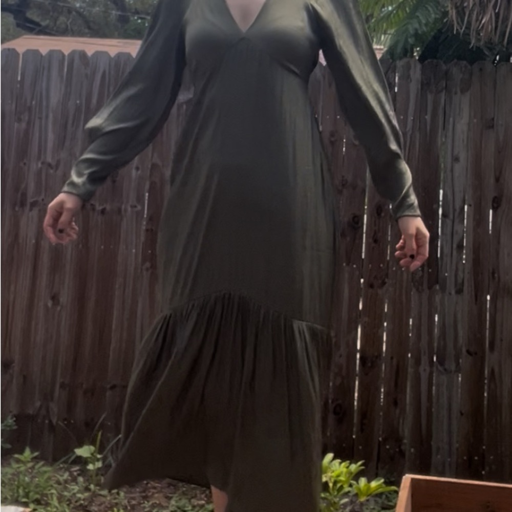 Banana Republic Long Sleeve Olive Dress